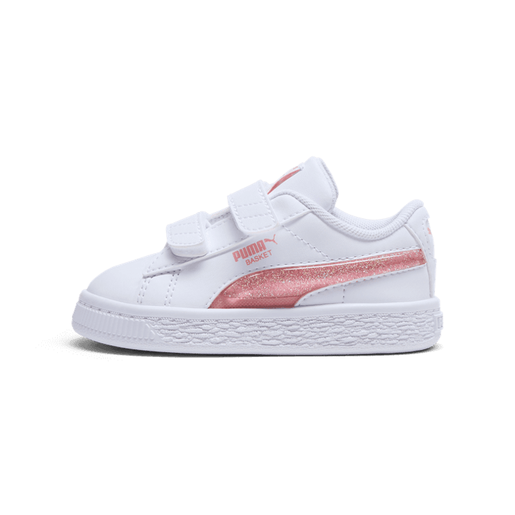 PUMA Basket Glitter s' Sneakers in White (TD) Angle 1