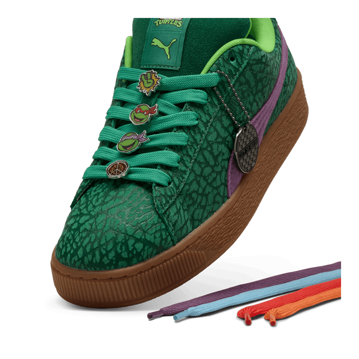 PUMA x TMNT Suede XL Sneakers in Green Angle 3