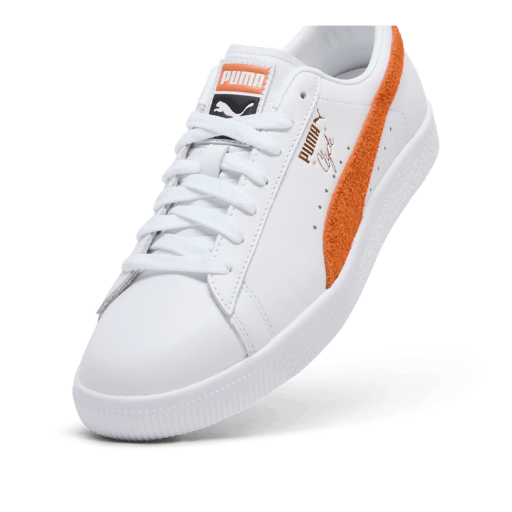 PUMA Clyde Base Sneakers in White Angle 3