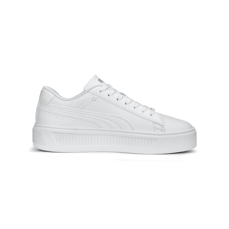 PUMA Smash Platform v3 Sneakers in White/Silver Angle 2