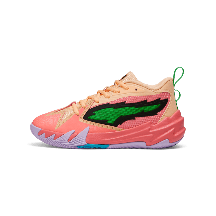 PUMA Scoot Zeros Georgia Peach Basketball in Passionfruit/Green/Peach Fizz (GS) Angle 0
