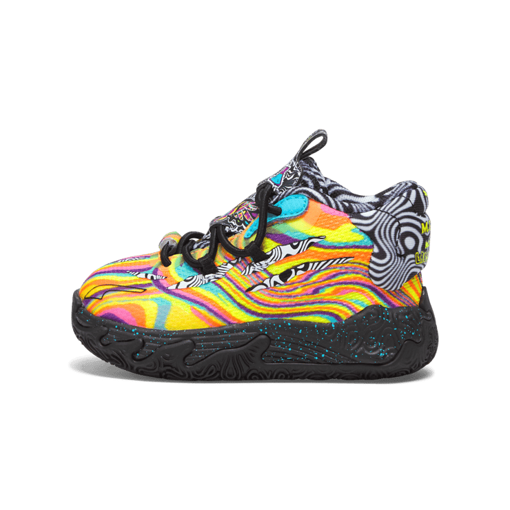 PUMA MELO x DEXTER'S LAB MB.03 s' Basketball in Poison Pink/Fluro Orange Pes (TD) Angle 0