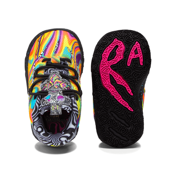 PUMA MELO x DEXTER'S LAB MB.03 s' Basketball in Poison Pink/Fluro Orange Pes (TD) Angle 1