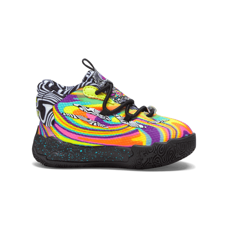 PUMA MELO x DEXTER'S LAB MB.03 s' Basketball in Poison Pink/Fluro Orange Pes (TD) Angle 2