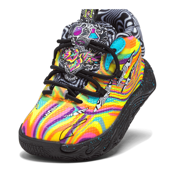 PUMA MELO x DEXTER'S LAB MB.03 s' Basketball in Poison Pink/Fluro Orange Pes (TD) Angle 3