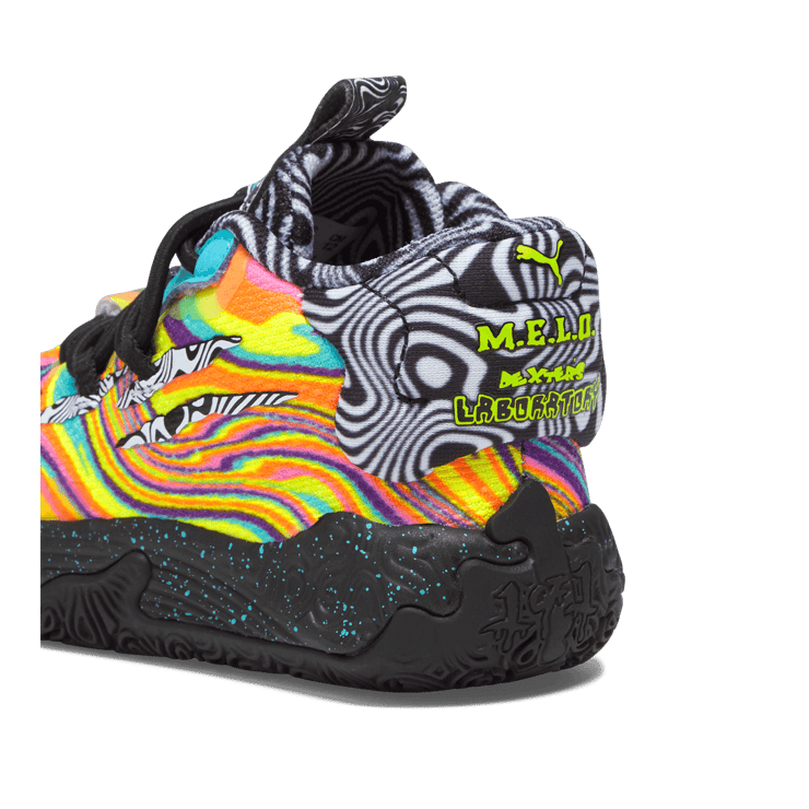 PUMA MELO x DEXTER'S LAB MB.03 s' Basketball in Poison Pink/Fluro Orange Pes (TD) Angle 4