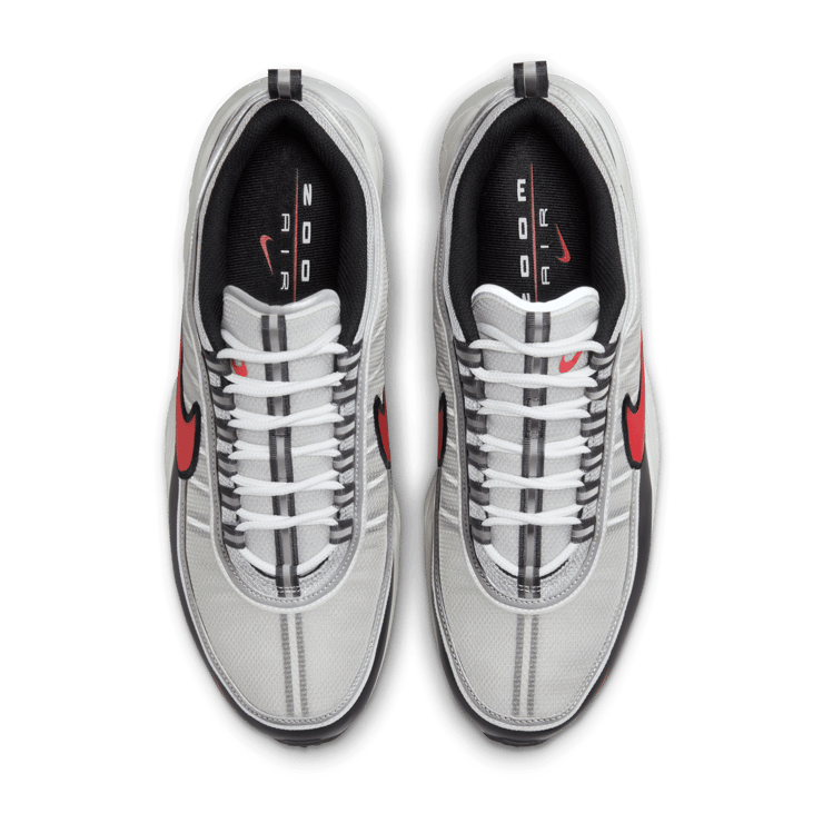 Nike Air Zoom Spiridon Metallic Silver Sport Red Angle 9