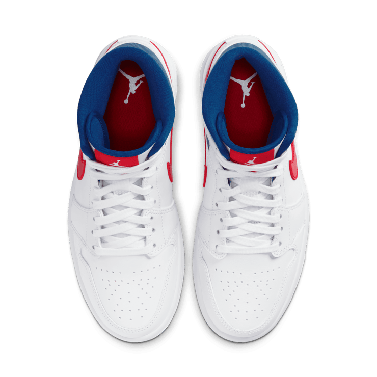 Jordan 1 Mid White Red Royal (W) Angle 1