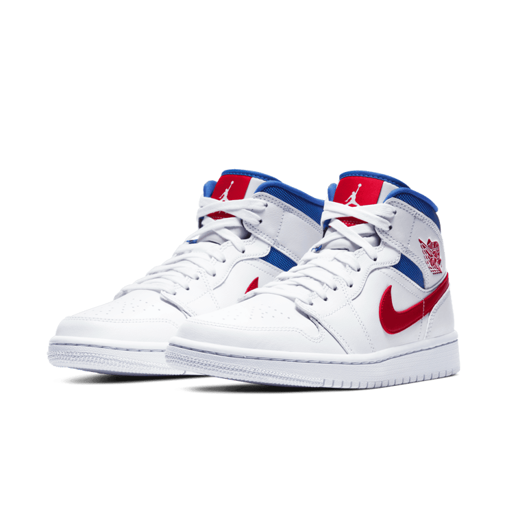 Jordan 1 Mid White Red Royal (W) Angle 2