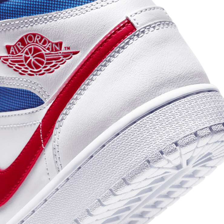 Jordan 1 Mid White Red Royal (W) Angle 5