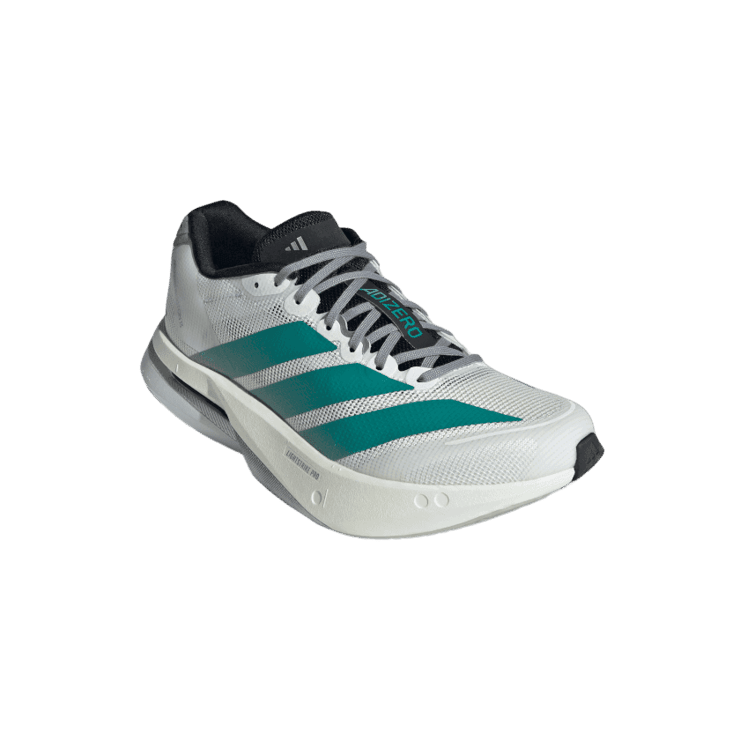 adidas Adizero Boston 13 White Pure Teal (W) Angle 2