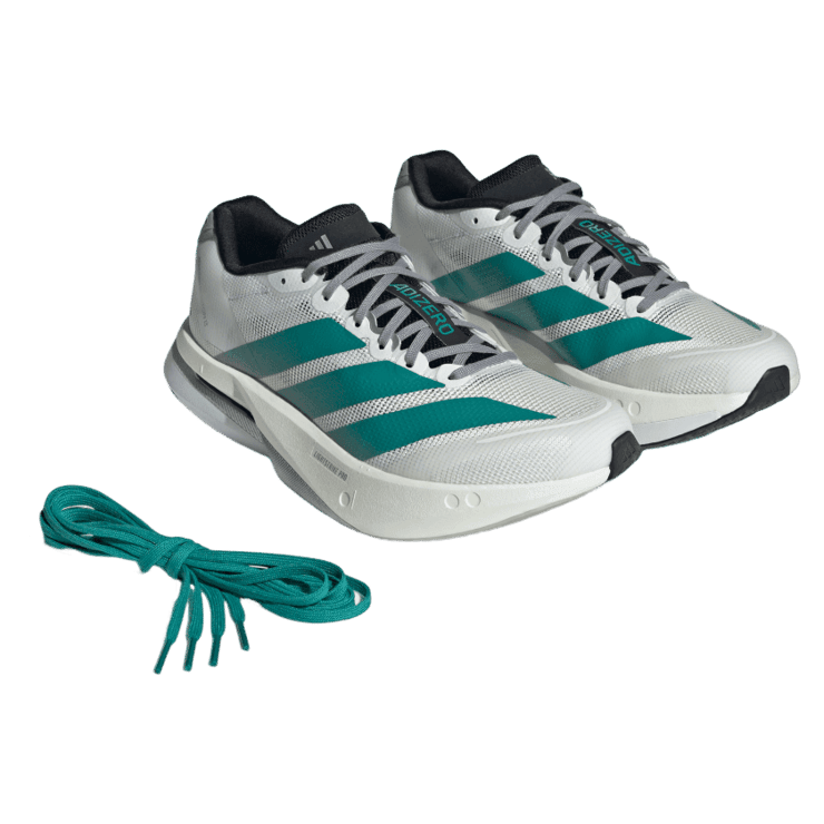 adidas Adizero Boston 13 White Pure Teal (W) Angle 6