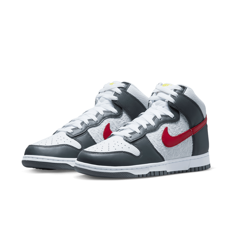 Nike Dunk High Hoops Grey Red Angle 3