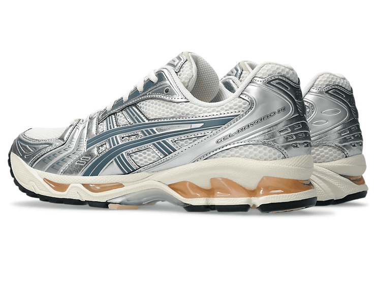 Asics Gel-Kayano 14 Birch Pure Silver Teal Gold Angle 2