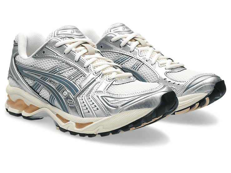 Asics Gel-Kayano 14 Birch Pure Silver Teal Gold Angle 3