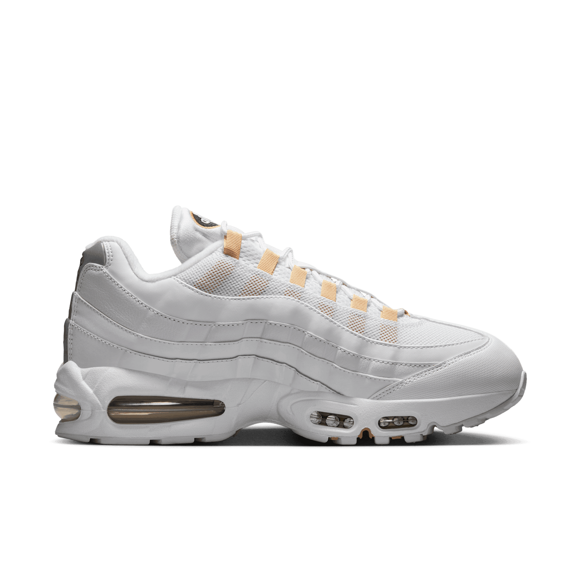 white nike air max with gold tick