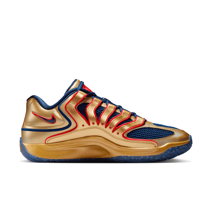 Nike KD 18 Immortalized Metallic Gold Blue Void Angle 0