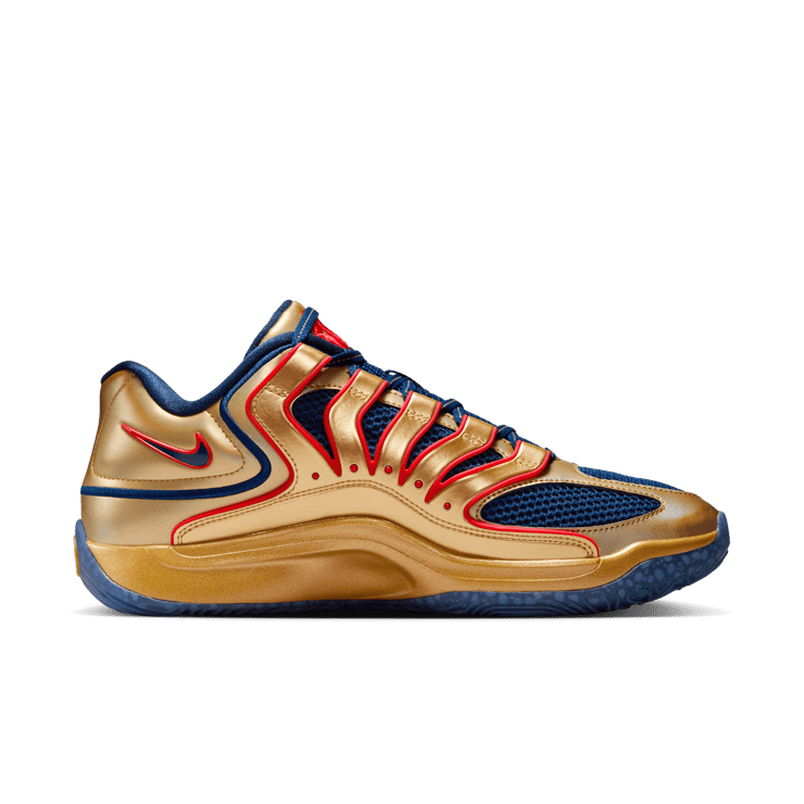 Nike KD 18 Immortalized Metallic Gold Blue Void Angle 0