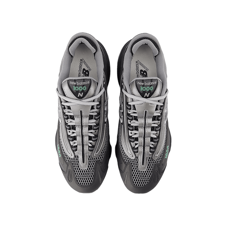 New Balance 1000 Dark Silver Metallic Lime Leaf Angle 1