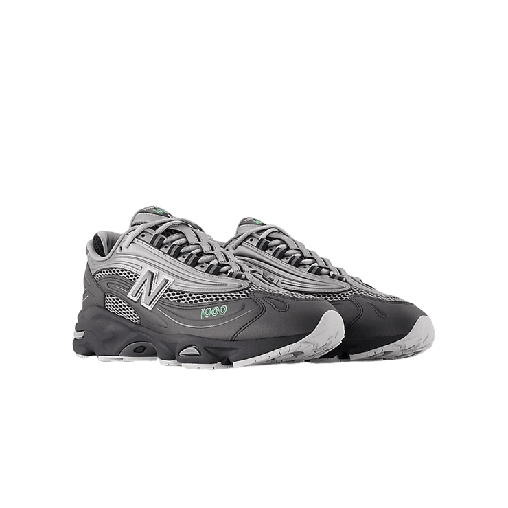 New Balance 1000 Dark Silver Metallic Lime Leaf Angle 2