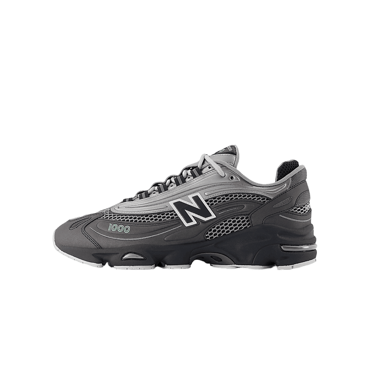 New Balance 1000 Dark Silver Metallic Lime Leaf Angle 5