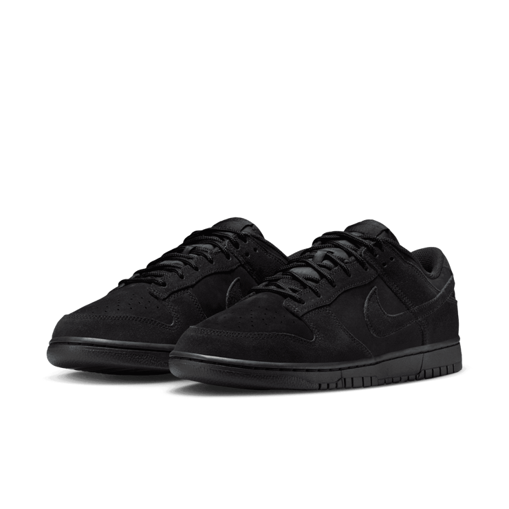 Nike Dunk Low Triple Black Suede Angle 2