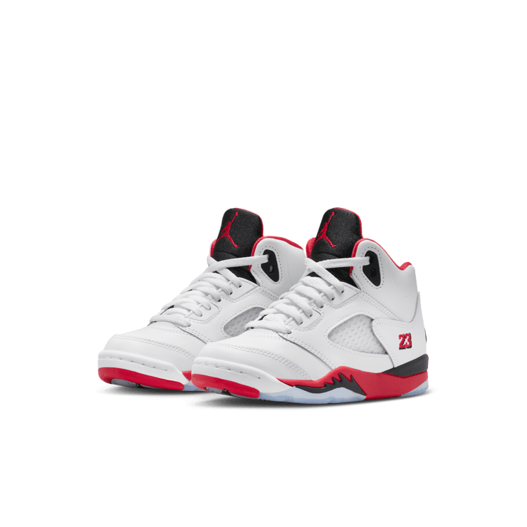 Air Jordan 5 Retro Fire Red Black Tongue (PS) Angle 2