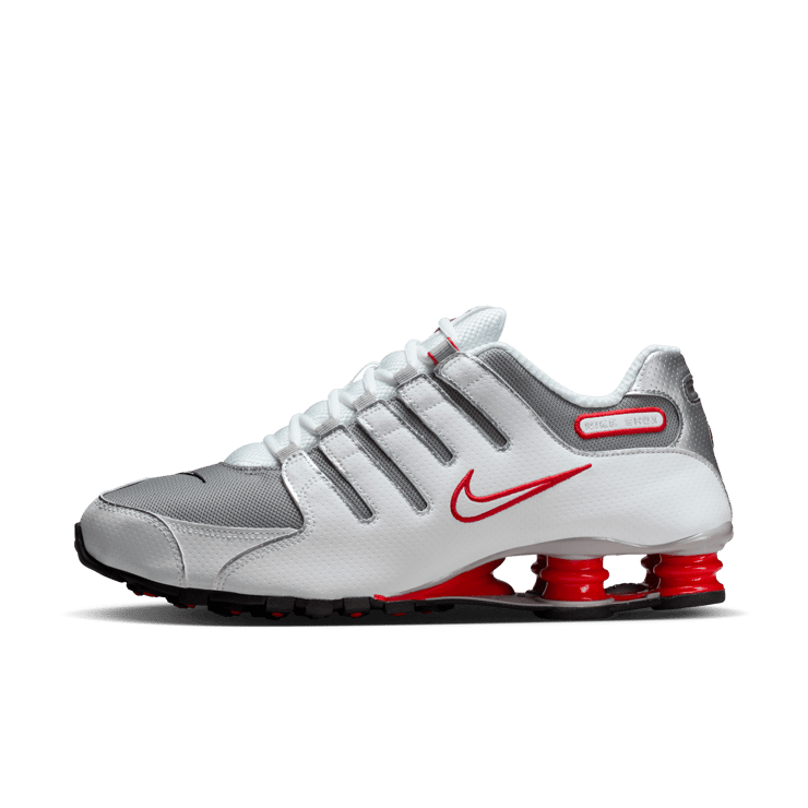 Nike Shox NZ White Sport Red Metallic Silver Angle 1
