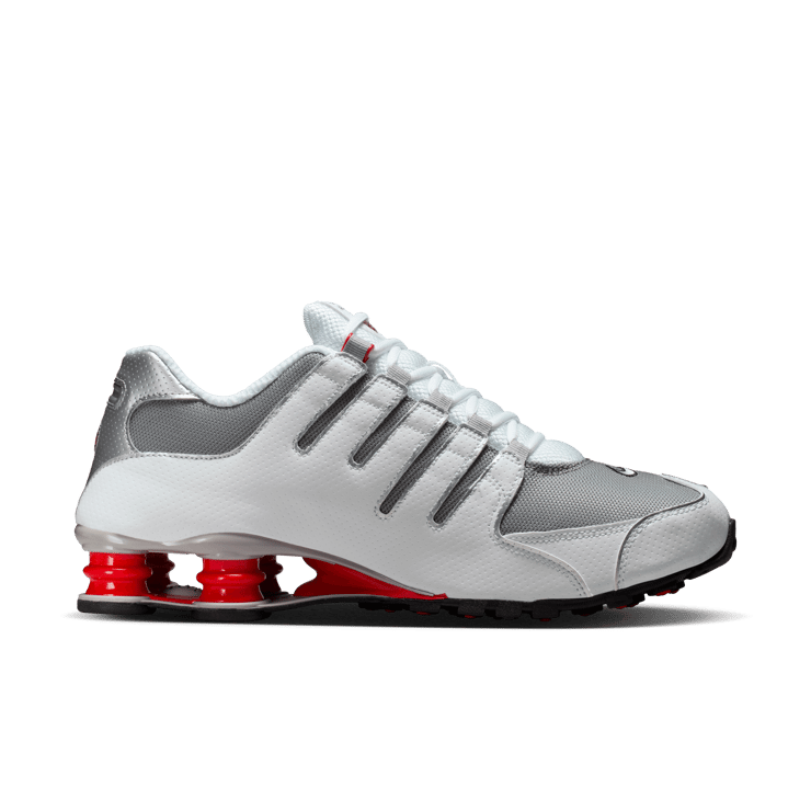 Nike Shox NZ White Sport Red Metallic Silver Angle 4