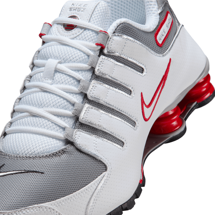 Nike Shox NZ White Sport Red Metallic Silver Angle 6
