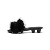 Puma Cat Cleat Sandals Fenty Chic Fur Black (Women's) Angle 0