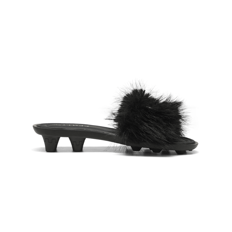 Puma Cat Cleat Sandals Fenty Chic Fur Black (Women's) Angle 2