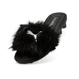 Puma Cat Cleat Sandals Fenty Chic Fur Black (Women's) Angle 3