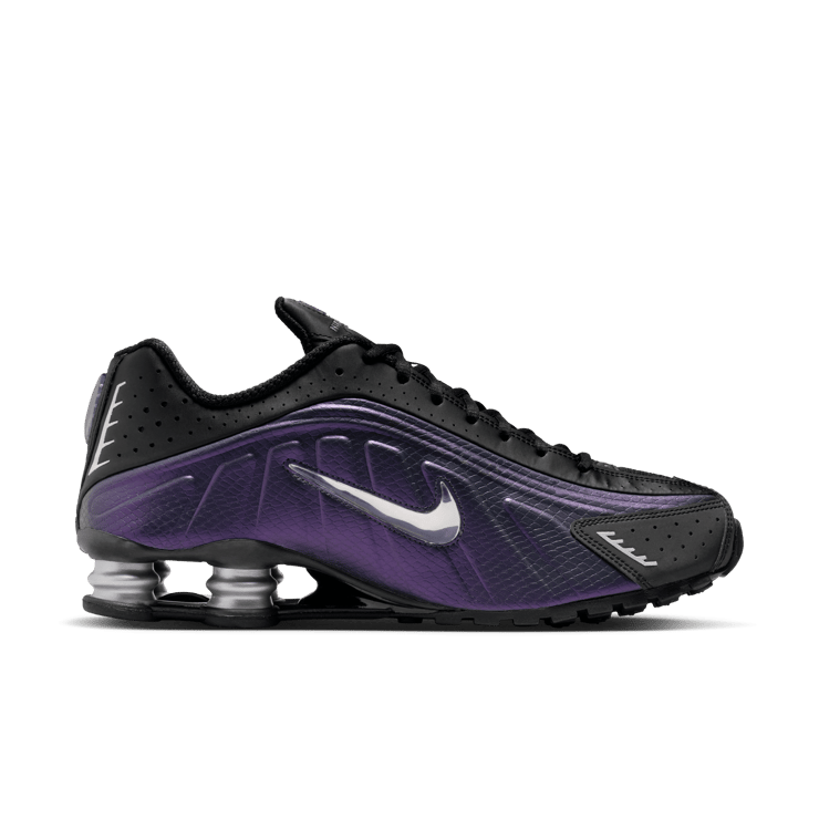Nike Shox R4 Black Metallic Silver Angle 1