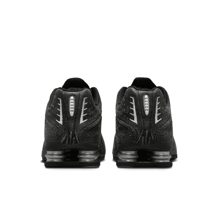 Nike Shox R4 Black Distressed Leather Angle 5