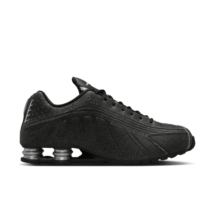 Nike Shox R4 Black Distressed Leather Angle 1