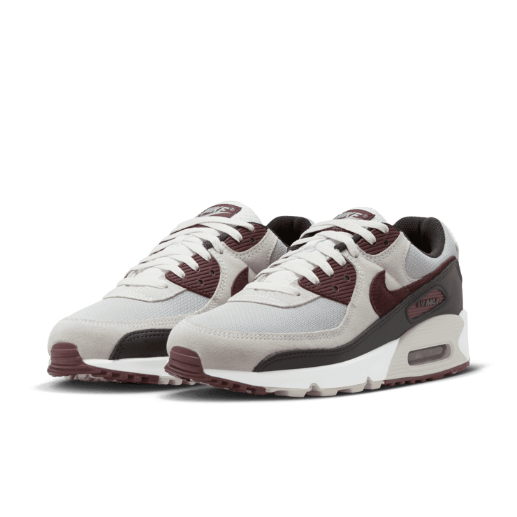 Nike Air Max 90 Wolf Grey Burgundy Crush Angle 2