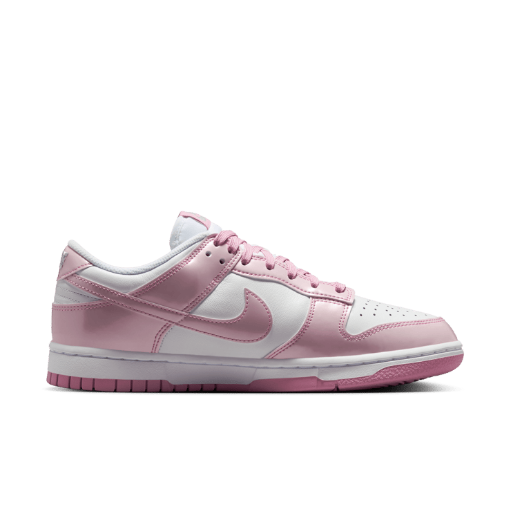 Nike Dunk Low SE Patent White Pink Rise (W) Angle 1