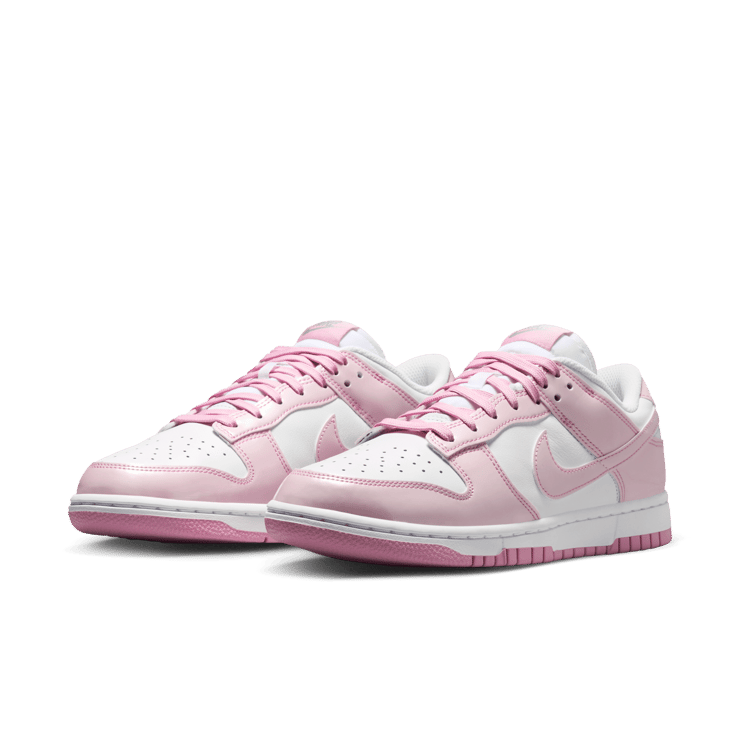 Nike Dunk Low SE Patent White Pink Rise (W) Angle 3