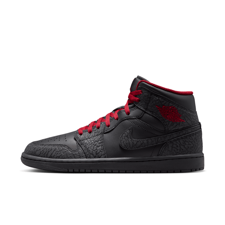 Air Jordan 1 Mid SE Elephant Print Black Tough Red Angle 0