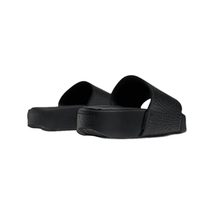 adidas Y-3 Slides Tumbled Leather Black Angle 3