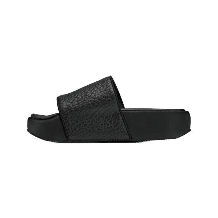 adidas Y-3 Slides Tumbled Leather Black Angle 4