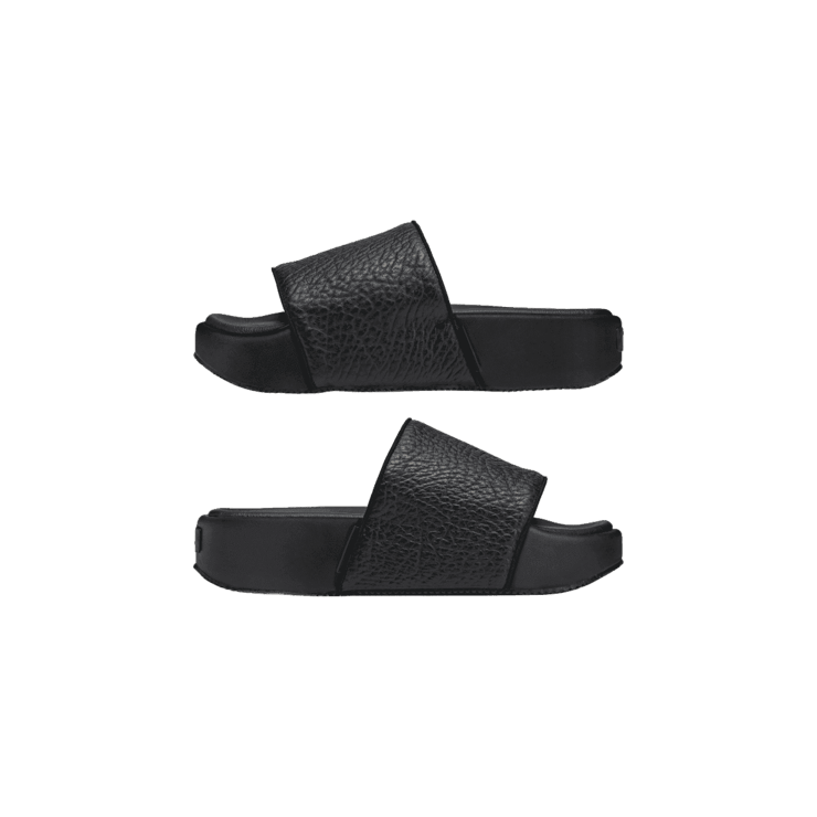adidas Y-3 Slides Tumbled Leather Black Angle 5