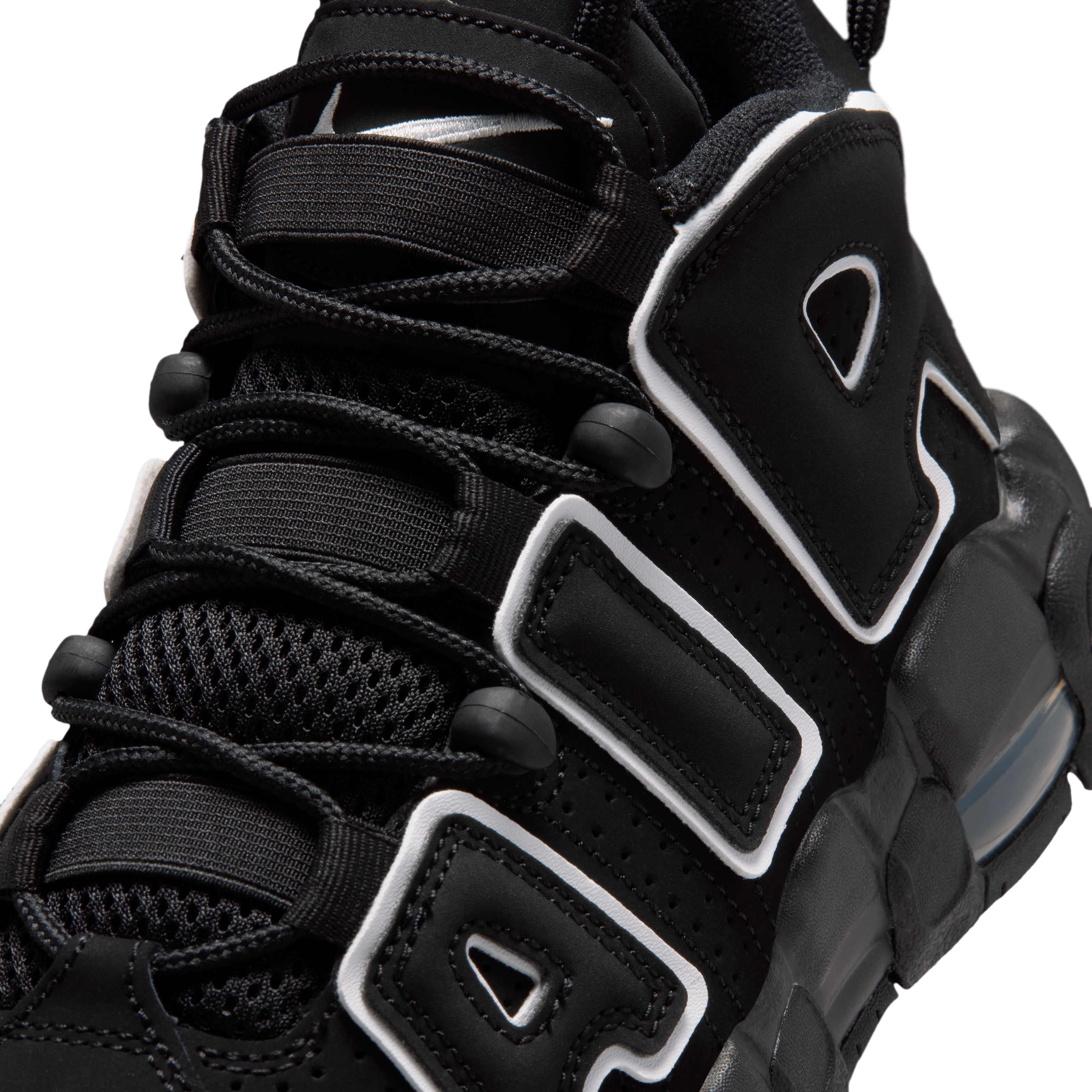 Nike Air More Uptempo Black White (GS) Angle 6