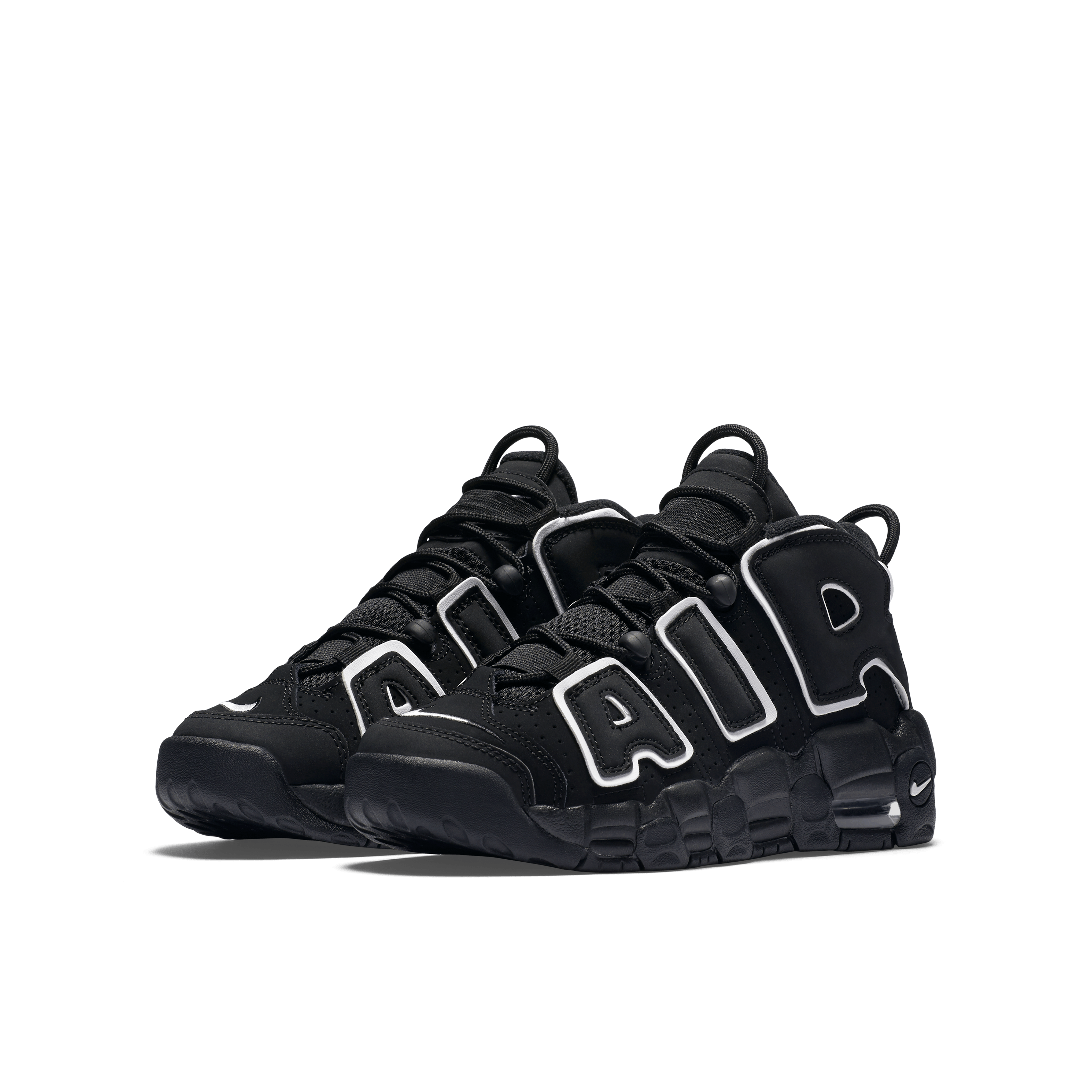 Nike Air More Uptempo Black White (GS) Angle 4