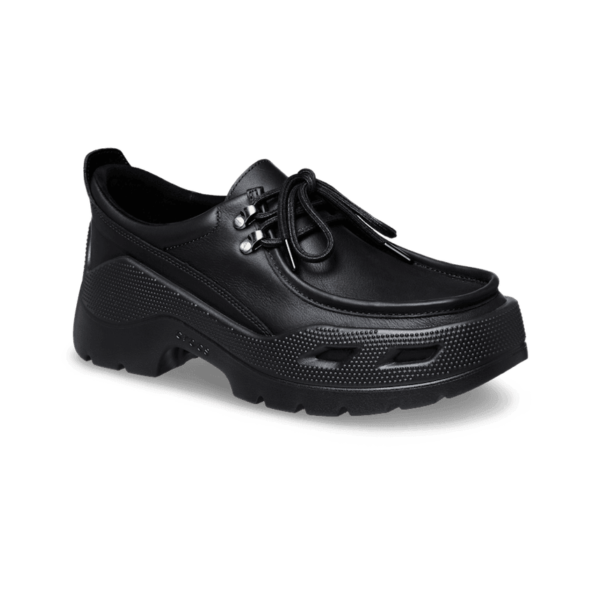 Crocs Gallery Leather Shoe Black Angle 3