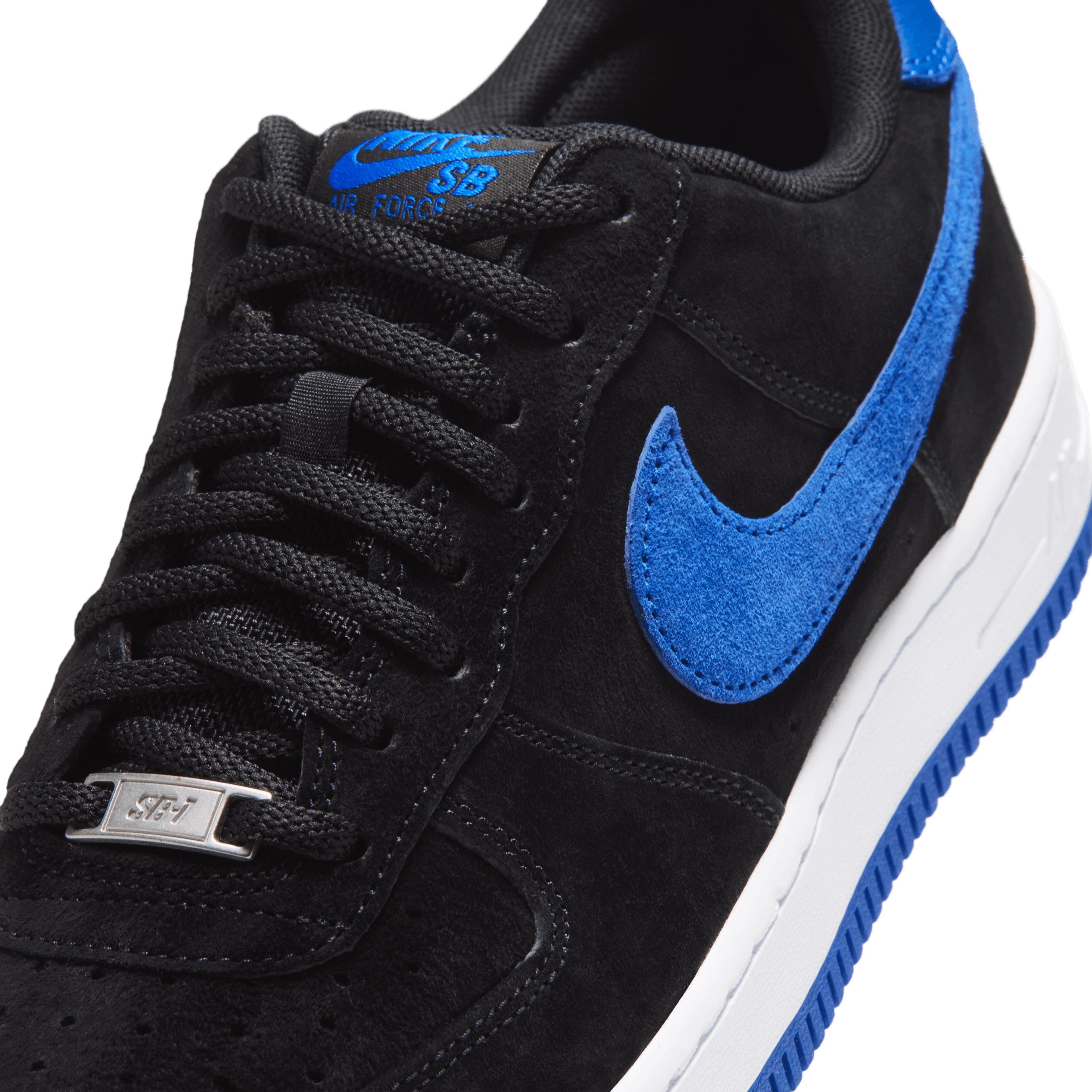 Nike SB Air Force 1 Low SE Black and Game Royal Angle 6