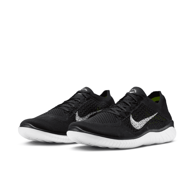 Nike Free RN Flyknit 2018 Black White Angle 1