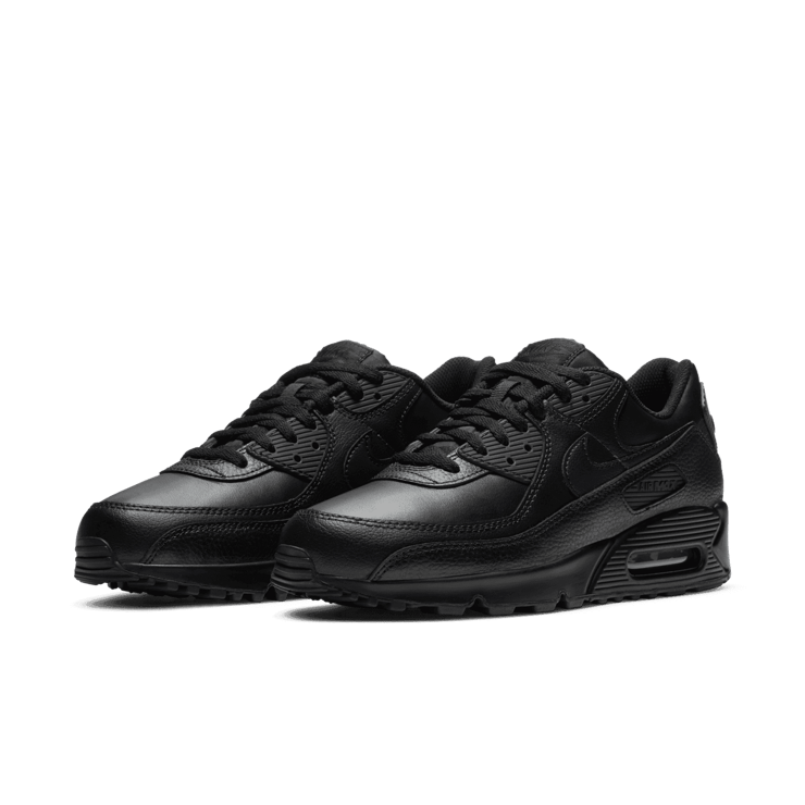 Nike Air Max 90 Leather Triple Black (2020) Angle 3