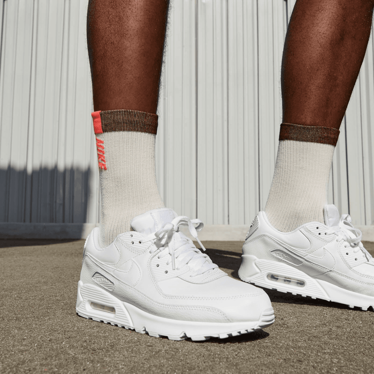 Nike Air Max 90 Leather Triple White (2020) Angle 0